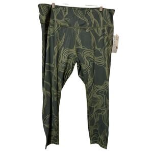 Zella Nordstrom Green urban Ribbon floral Leggings Athletic Active Pants 2X